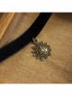 Retro Fashion Simple Cartoon Sun Pendant Black Velvet Rope Gothic Female Short Necklace