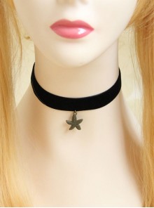 Fashion Retro Simple Starfish Pendant Black Velvet Rope Female Short Necklace
