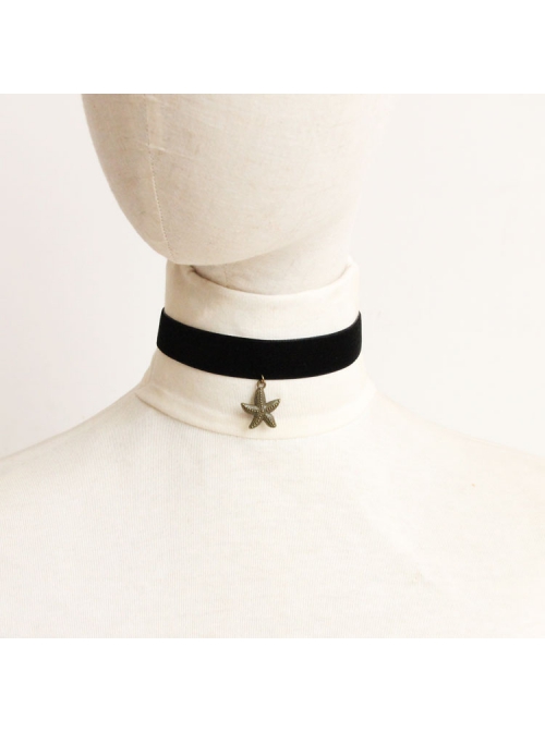 Fashion Retro Simple Starfish Pendant Black Velvet Rope Female Short Necklace