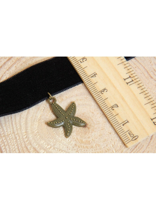 Fashion Retro Simple Starfish Pendant Black Velvet Rope Female Short Necklace