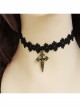 Cute Fashion Retro Personality Black Lace Flower Cross Pendant Female Collar