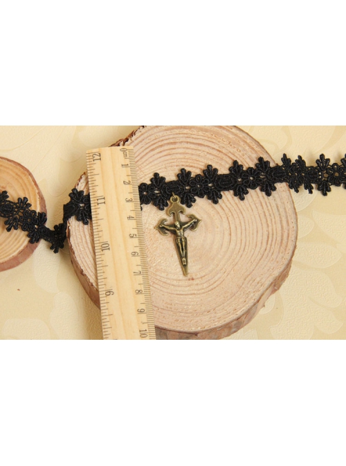 Cute Fashion Retro Personality Black Lace Flower Cross Pendant Female Collar