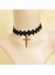 Gothic Retro Fashion Personality Vampire Cross Pendant Black Lace Female Choker
