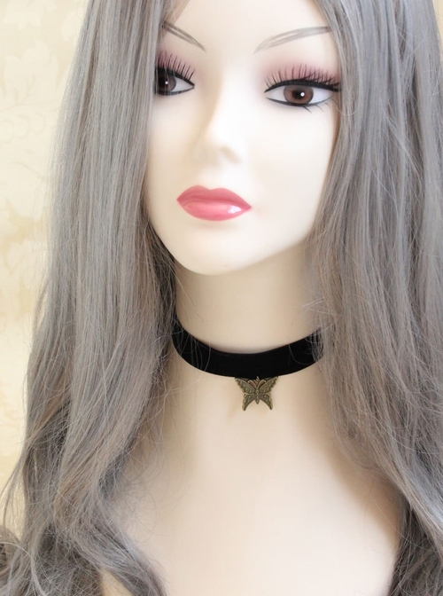 Punk Female Gothic Retro Fashion Personality Simple Butterfly Pendant Black Velvet Rope Collar