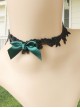 Creative Retro Fashion Personality Lolita Dark Green Bow Female Black Lace Choker
