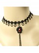 Exaggerated Vampire Retro Gothic Fashion Ruby Black Lace Flower Tassel Female Choker