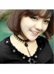 Exaggerated Vampire Retro Gothic Fashion Ruby Black Lace Flower Tassel Female Choker