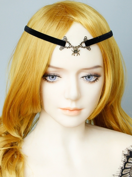 Trend Fashion Retro Halloween Witch Spider Black Velvet Rope Female Hairband