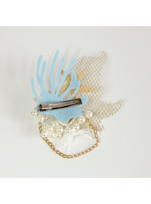 Fashion Rest Mermaid Starfish Artificial Crystal Seashell Blue Coral Tassel Party Seaside Hairpin