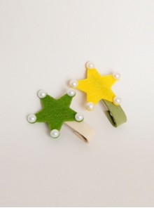 Children's Day Party Prom Girl Baby Artificial Pearl Green Yellow Star Fabric Hairpin