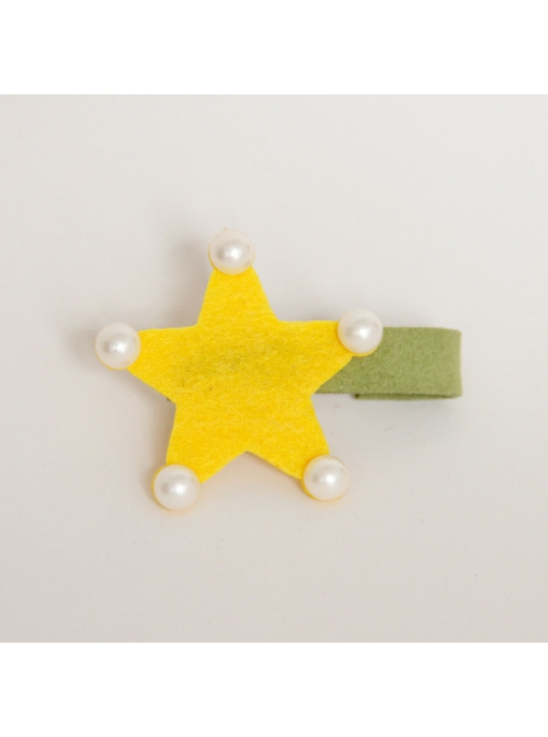 Children's Day Party Prom Girl Baby Artificial Pearl Green Yellow Star Fabric Hairpin