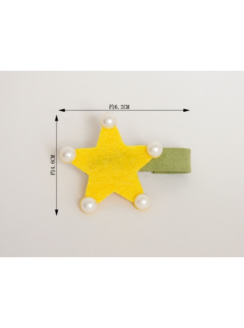 Children's Day Party Prom Girl Baby Artificial Pearl Green Yellow Star Fabric Hairpin