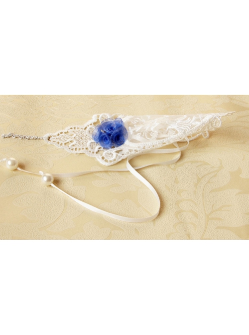Bride Marry White Retro Fashion Lace Blue Flowers Female With Ring Gloves Bracelet