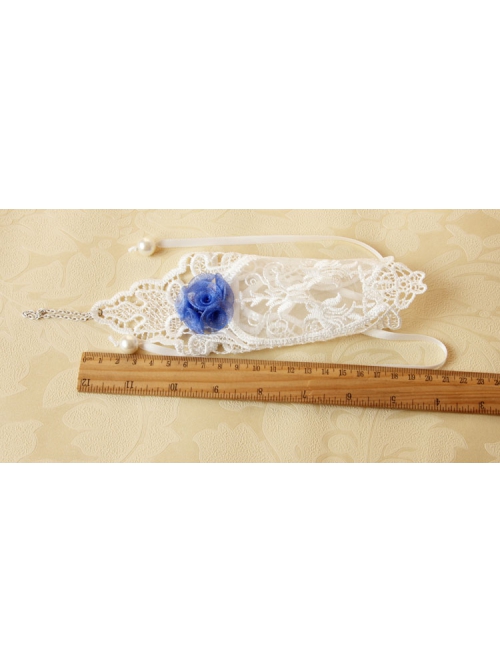 Bride Marry White Retro Fashion Lace Blue Flowers Female With Ring Gloves Bracelet