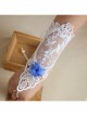Bride Marry White Retro Fashion Lace Blue Flowers Female With Ring Gloves Bracelet
