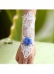 Bride Marry White Retro Fashion Lace Blue Flowers Female With Ring Gloves Bracelet