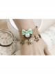 Retro Fashion Personality Artificial Pearl Flower Green Bow Female Hemp Rope Bracelet