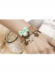Retro Fashion Personality Artificial Pearl Flower Green Bow Female Hemp Rope Bracelet