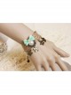 Retro Fashion Personality Artificial Pearl Flower Green Bow Female Hemp Rope Bracelet