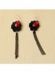 Vintage Ruby Black Lace Flower Gothic Fashion Tassel Female Long Earrings