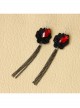 Vintage Ruby Black Lace Flower Gothic Fashion Tassel Female Long Earrings