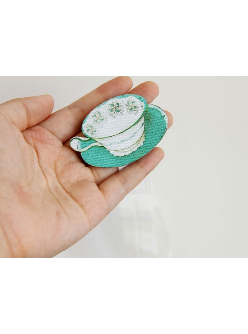 Fashion Cute Green Cartoon Teacup Flower Baby Child Girl White Elastic Hair Band