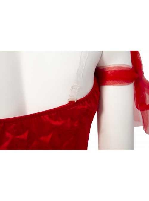 The Suicide Squad Harley Quinn Halloween Cosplay Costume Red Tulle Halter Asymmetric Hem Dress