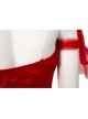 The Suicide Squad Harley Quinn Halloween Cosplay Costume Red Tulle Halter Asymmetric Hem Dress
