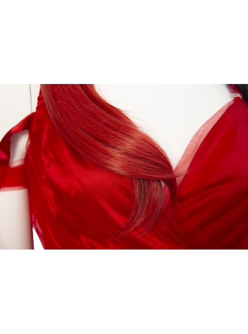 The Suicide Squad Harley Quinn Halloween Cosplay Costume Red Tulle Halter Asymmetric Hem Dress