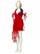 The Suicide Squad Harley Quinn Halloween Cosplay Costume Red Tulle Halter Asymmetric Hem Dress