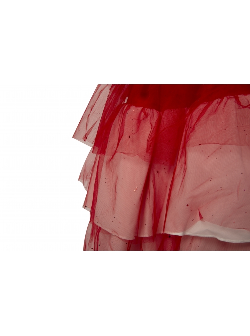 The Suicide Squad Harley Quinn Halloween Cosplay Costume Red Tulle Halter Asymmetric Hem Dress