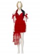 The Suicide Squad Harley Quinn Red Tulle Dress Suit Halloween Cosplay Accessories Gradient Wig