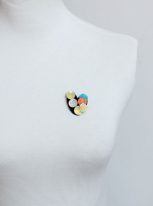 Retro Handmade Fashion Female Fabric Yellow Rose Flower Multicolor Diamond Brooch