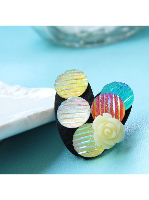 Retro Handmade Fashion Female Fabric Yellow Rose Flower Multicolor Diamond Brooch