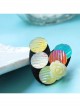 Retro Handmade Fashion Female Fabric Yellow Rose Flower Multicolor Diamond Brooch