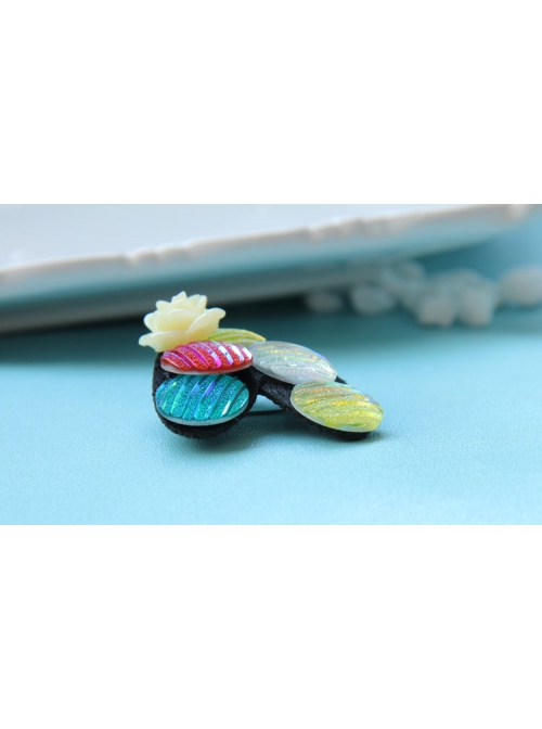 Retro Handmade Fashion Female Fabric Yellow Rose Flower Multicolor Diamond Brooch