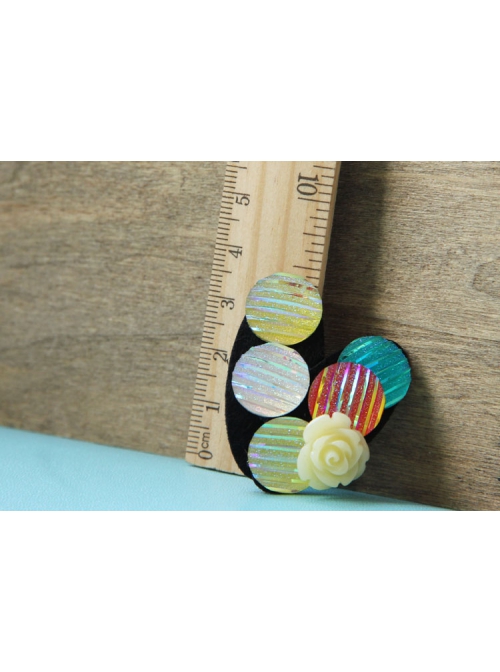Retro Handmade Fashion Female Fabric Yellow Rose Flower Multicolor Diamond Brooch
