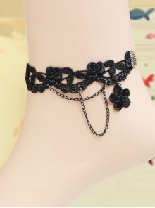 Handmade Fashion Personality Palace Gothic Black Lace Tassel Retro Flowers Female Casual Anklet