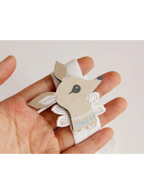 Fashion Cute Cartoon Fawn White Lace Flower Baby Child Girl Elastic Hair Band