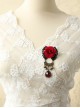 Gothic Retro Fashion Red Rose Flower Gemstone Black Lace Bell Fabric Female Brooch