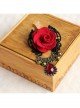 Gothic Retro Fashion Red Rose Flower Gemstone Black Lace Bell Fabric Female Brooch