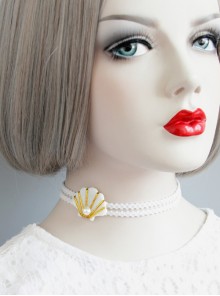 Fashion Retro Simple Female White Shell Pearl Elastic Collar