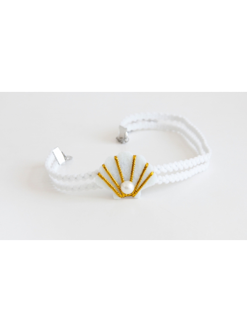 Fashion Retro Simple Female White Shell Pearl Elastic Collar