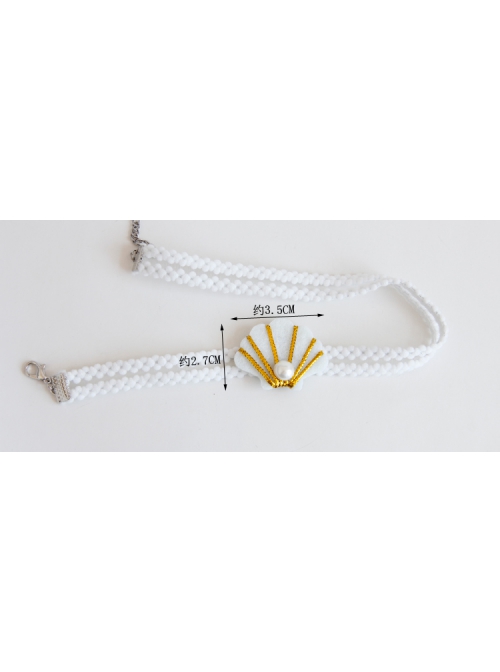 Fashion Retro Simple Female White Shell Pearl Elastic Collar