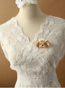 Cute Fashion Cartoon Brown Puppy White Conch Female Brooch