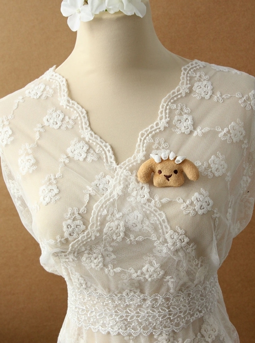 Cute Fashion Cartoon Brown Puppy White Conch Female Brooch