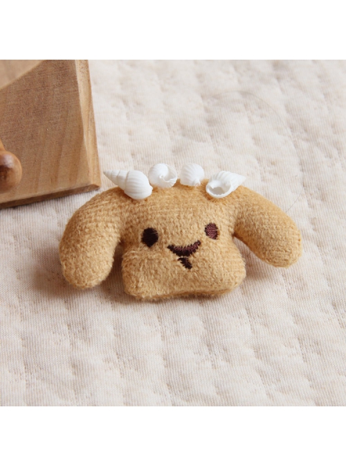 Cute Fashion Cartoon Brown Puppy White Conch Female Brooch