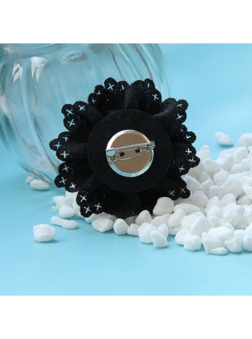 Gothic Fashion Personality Black Lace Purple Rose Flower Retro Handmade Female Brooch