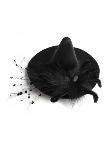 Halloween Festival Gothic Black Spider Net Yarn Fashion Spider Sexy Wizard Hat Hairpin