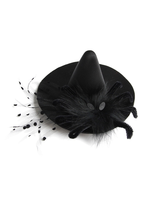 Halloween Festival Gothic Black Spider Net Yarn Fashion Spider Sexy Wizard Hat Hairpin
